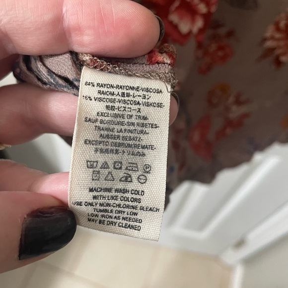 Free People Heartbeat Floral Tunic | Taupe & Brown Boho Sleeveless Top | XS - Picture 7 of 8